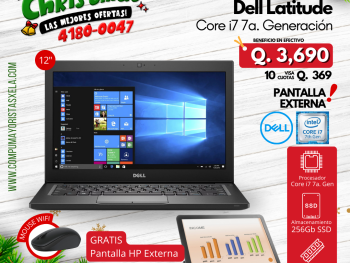 Laptop Dell Latitude Core i7 7a. Generación con Pantalla Extra HP